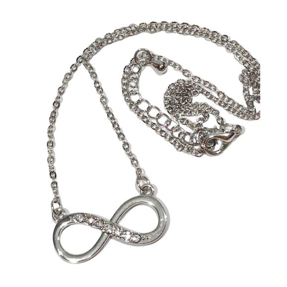 Beautiful Silver Infinity Necklace Made with Brilliant Swarovski‎ Crystals - Picture 3 of 12